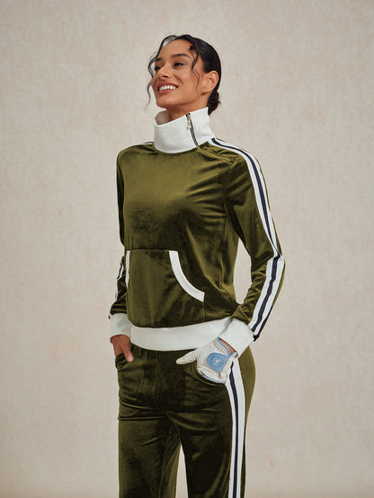 UltraSoft Velvet Sudadera de Manga Larga con Cuello Asimétrico