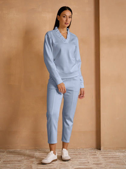 UltraSoft sweatshirt met lange mouwen, ruches en V-hals