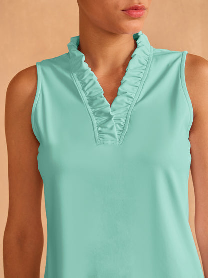 More Than Basic – Tanktop mit Rüschen und V-Ausschnitt, LSF 50+