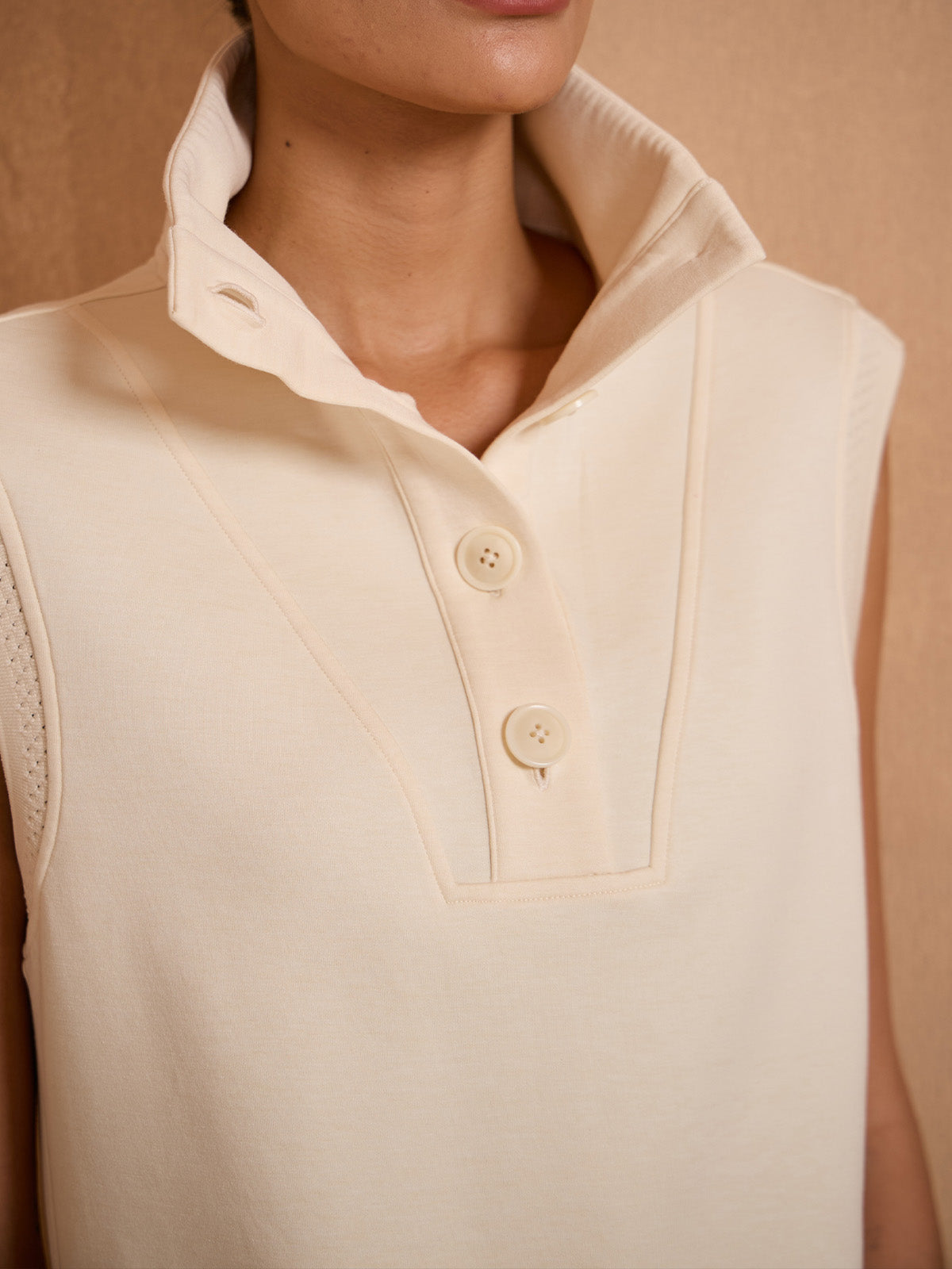 UltraSoft Wool Sleeveless High Funnel Neck Sweatshirt