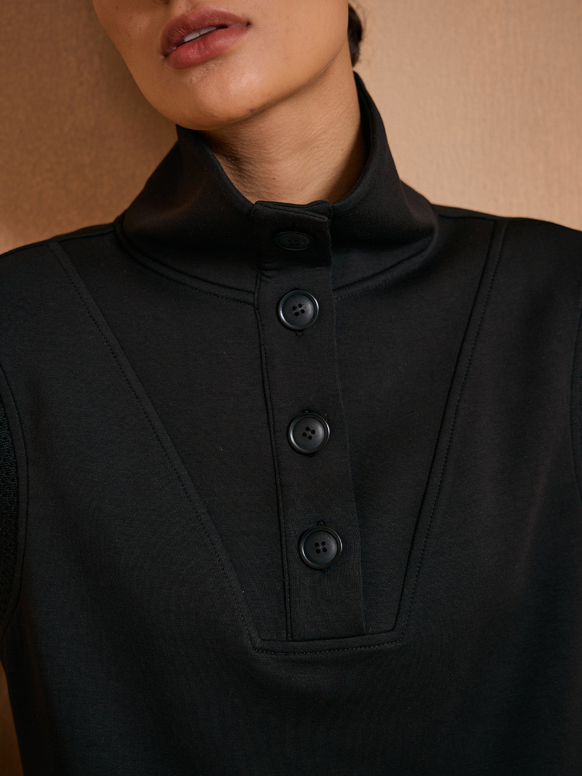 UltraSoft Wool Sleeveless High Funnel Neck Sweatshirt