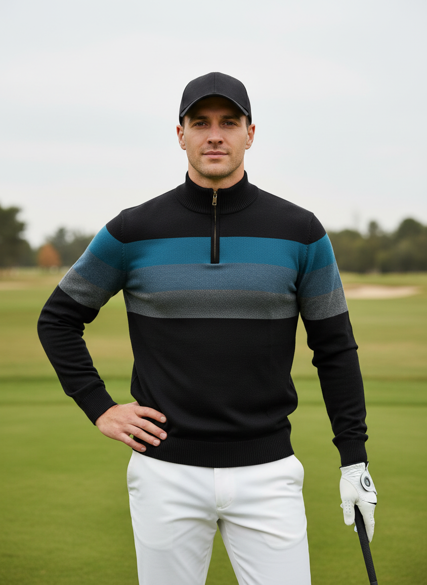 More Than Basic Men's Golf Quarter Zip Sweater
