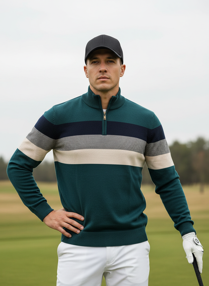 More Than Basic Men's Golf Quarter Zip Sweater
