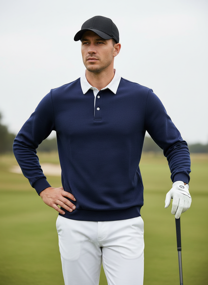 More Than Basic Men's Golf Button Up Collared Sweatshirt