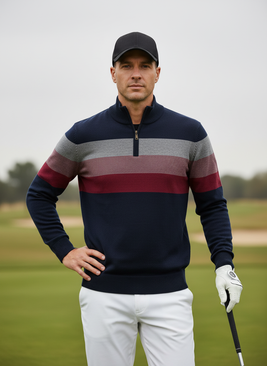 More Than Basic Men's Golf Quarter Zip Sweater