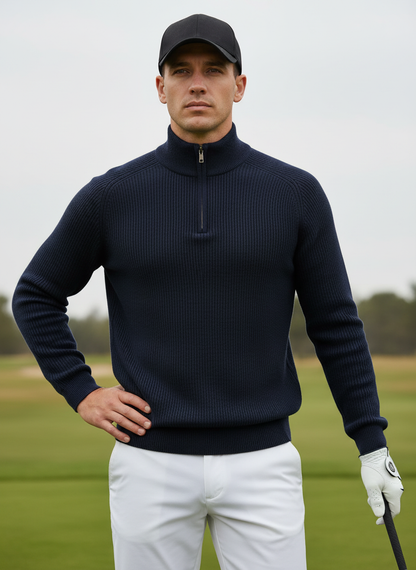 More Than Basic Men's Golf Quarter Zip Sweater