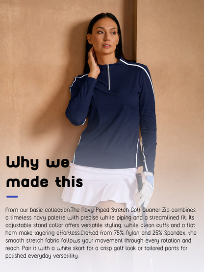 Navycore Long Sleeve Trimmed Mock Neck Golf Shirt
