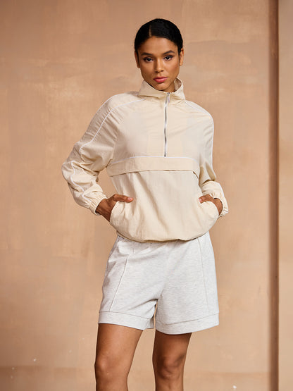 ベーシック以上の長袖トリムポケットスウェットシャツ