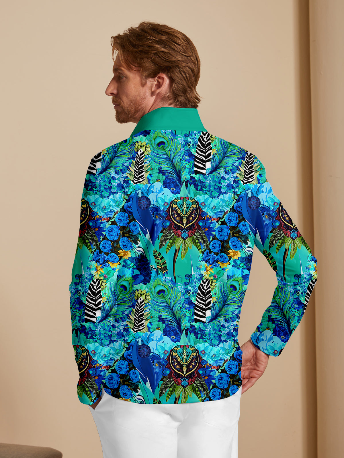 Hyped-up Tropical Herren Golfshirt mit Viertelreißverschluss UPF50+