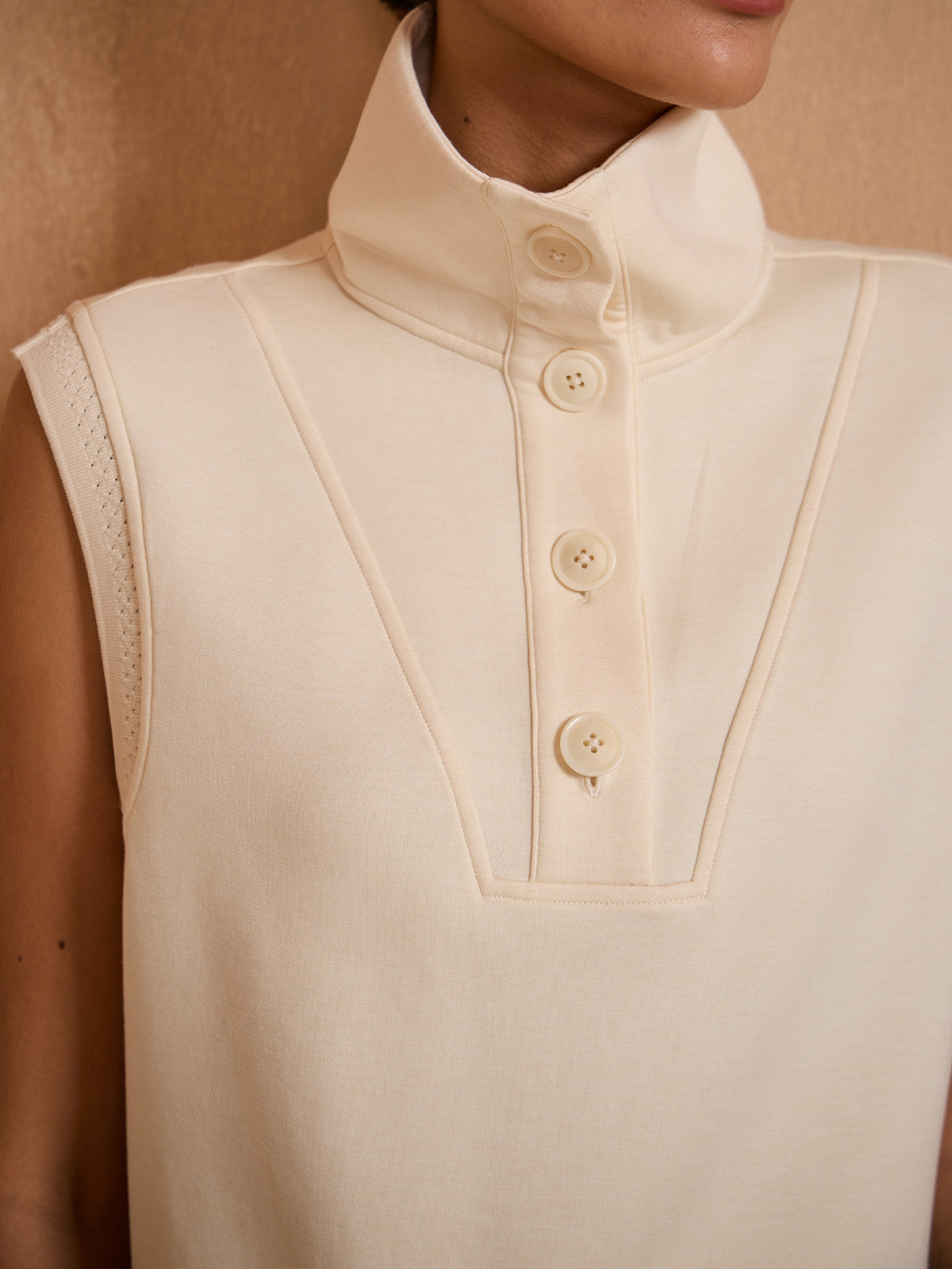 UltraSoft Wool Sleeveless High Funnel Neck Sweatshirt