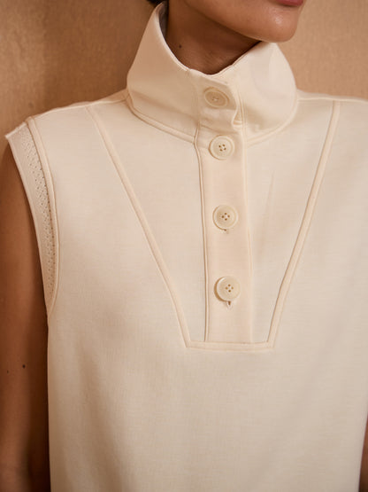 UltraSoft Wool Sleeveless High Funnel Neck Sweatshirt