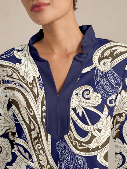 Pretty Feminine Golf Shirt V-Neck Ruffle UPF50+