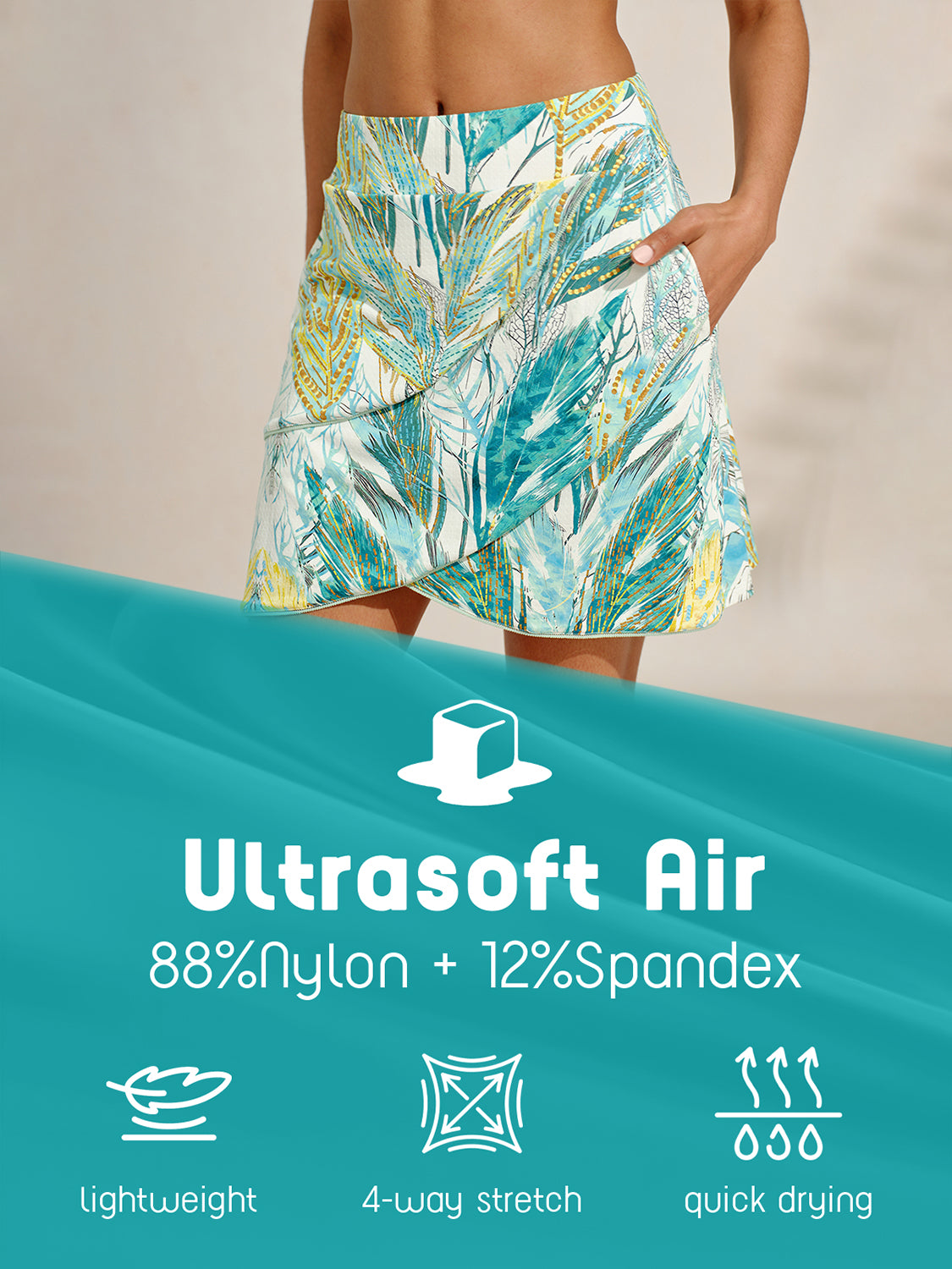 Ultrasoft Premium 18.5 Inch Asymmetrical Skort UPF50+