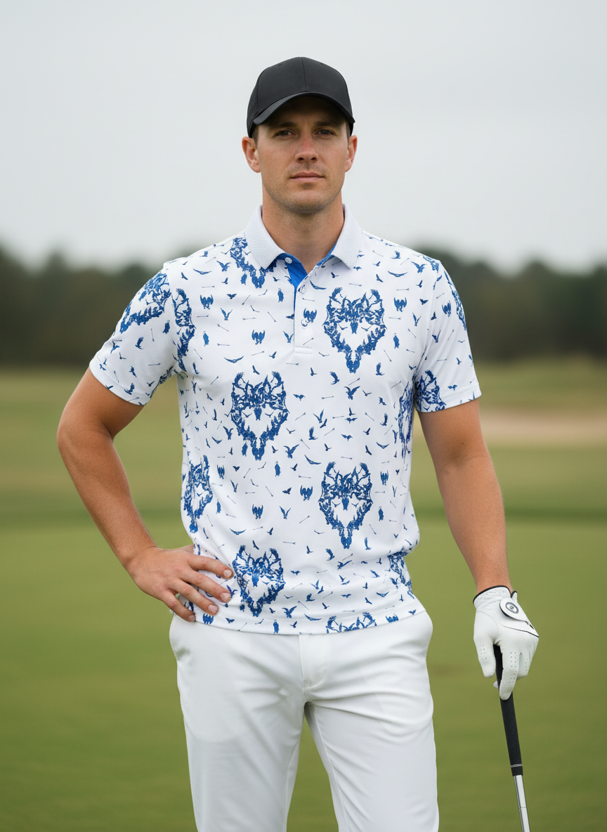 Wildlife Party Men's Ribbed Collar Polo Top UPF50+