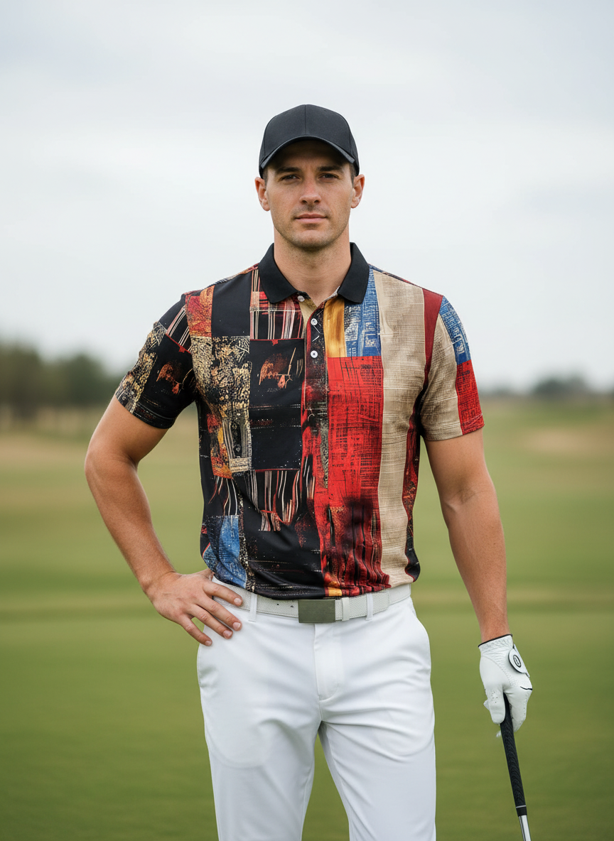 Polo da uomo con collo a costine non così classico UPF50+