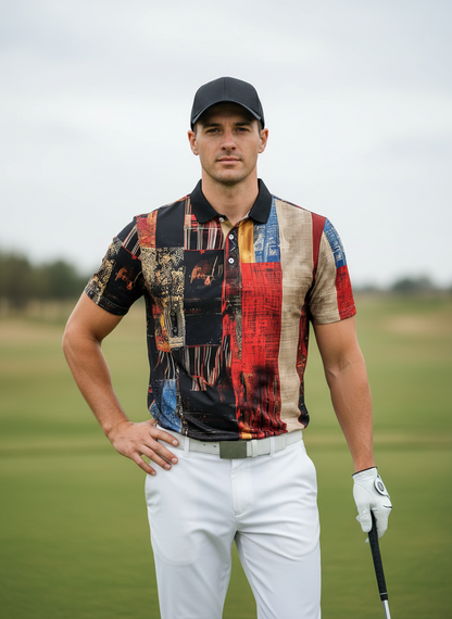 Polo da uomo con collo a costine non così classico UPF50+