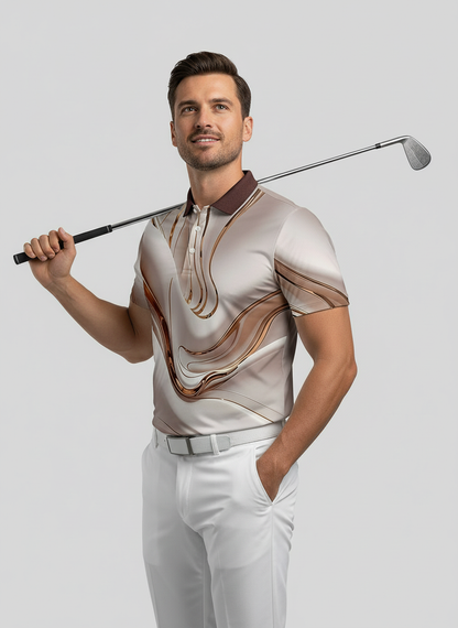 Inked Skins Men's Ribbed Collar Polo Top UPF50+