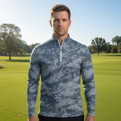 Inked Skins Camisa de Golf para Hombre con Cuello Cuarto Cremallera UPF50+