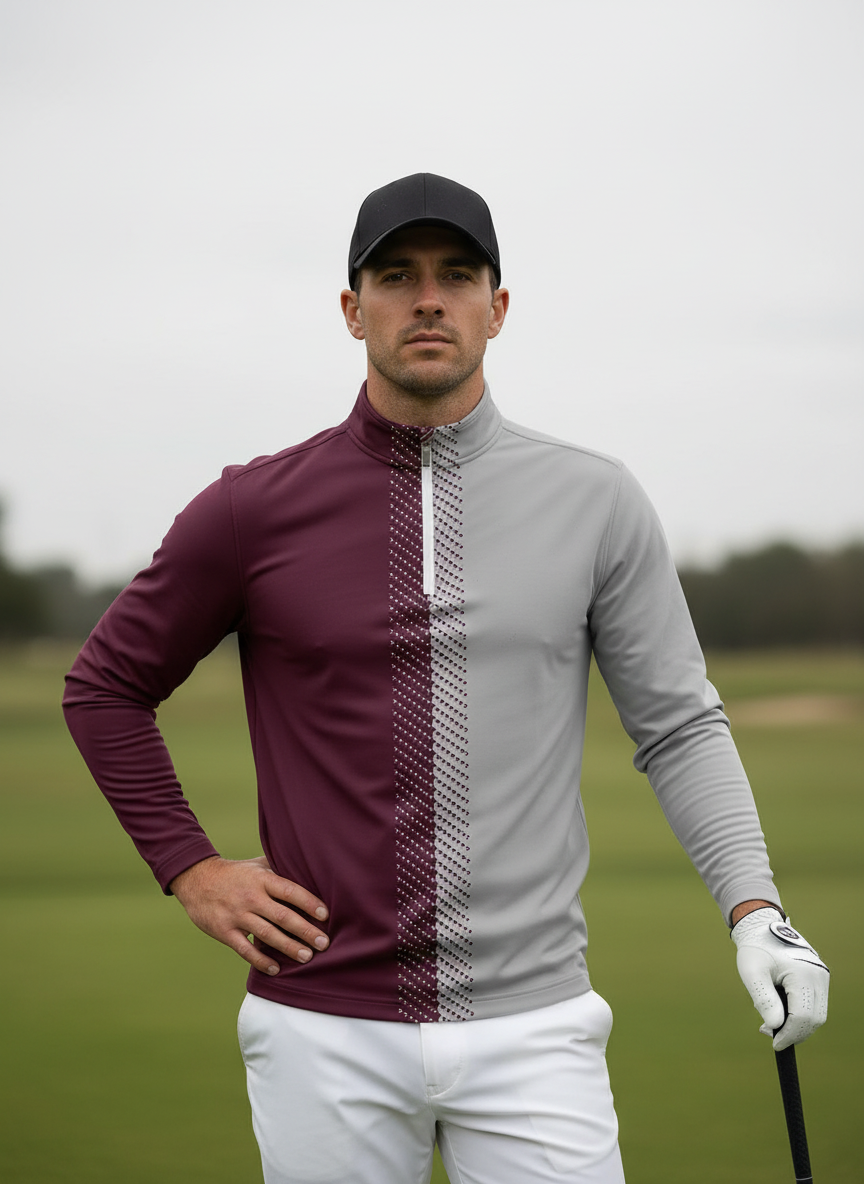 Not So Classic Camisa de Golf para Hombre con Cuello Cuarto Cremallera UPF50+