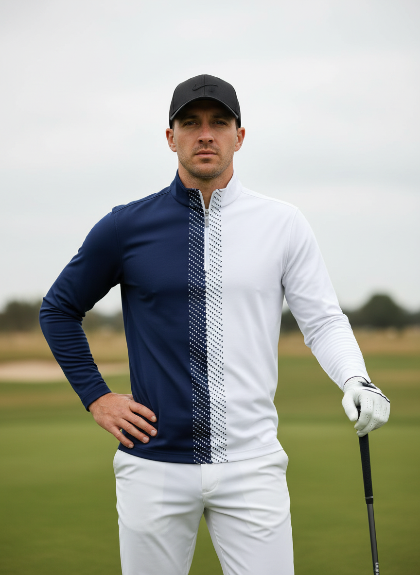 Not So Classic Camisa de Golf para Hombre con Cuello Cuarto Cremallera UPF50+