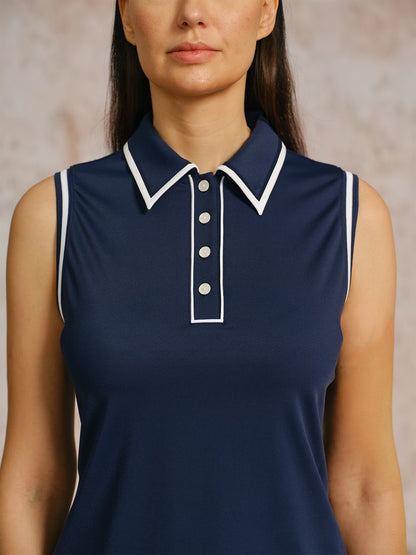 Navycore Sleeveless Color Block Golf Polo Shirt UPF50+