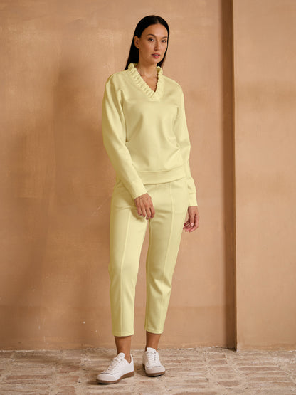 UltraSoft Long Sleeve Ruffle V-Neck Sweatshirt
