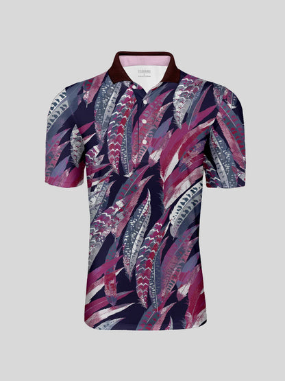 Wildlife Party Men's Ribbed Collar Polo Top UPF50+