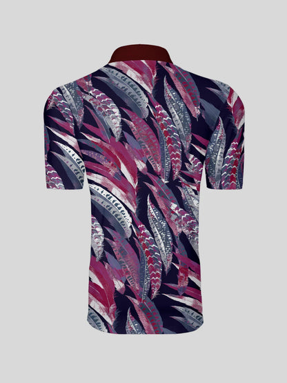Wildlife Party Men's Ribbed Collar Polo Top UPF50+