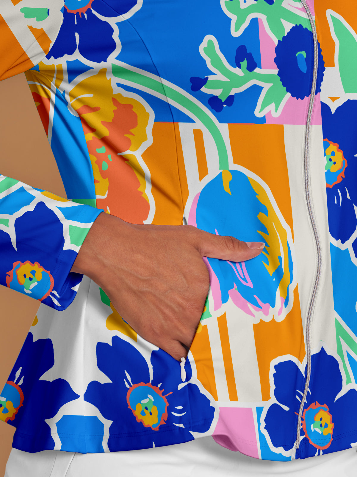 Hyped-up Tropical Ruffle Golf Jacket Sun Protection