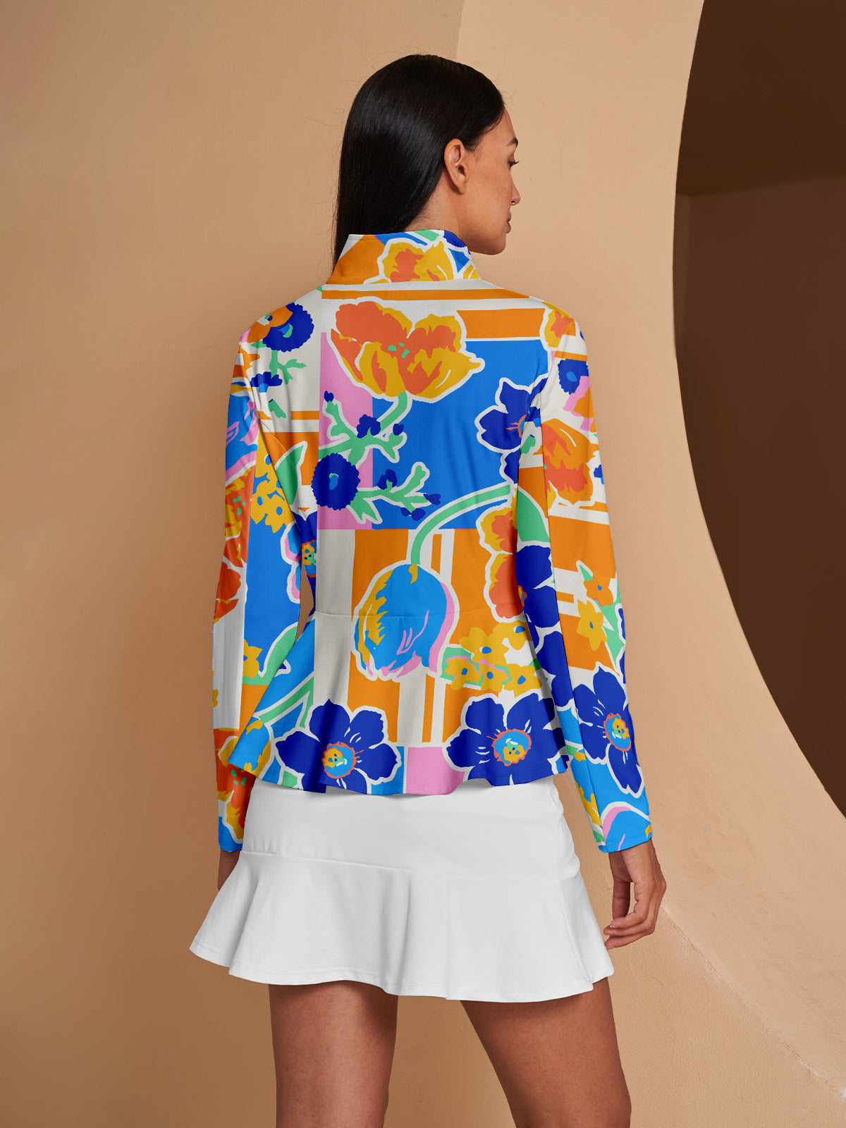 Hyped-up Tropical Ruffle Golf Jacket Sun Protection