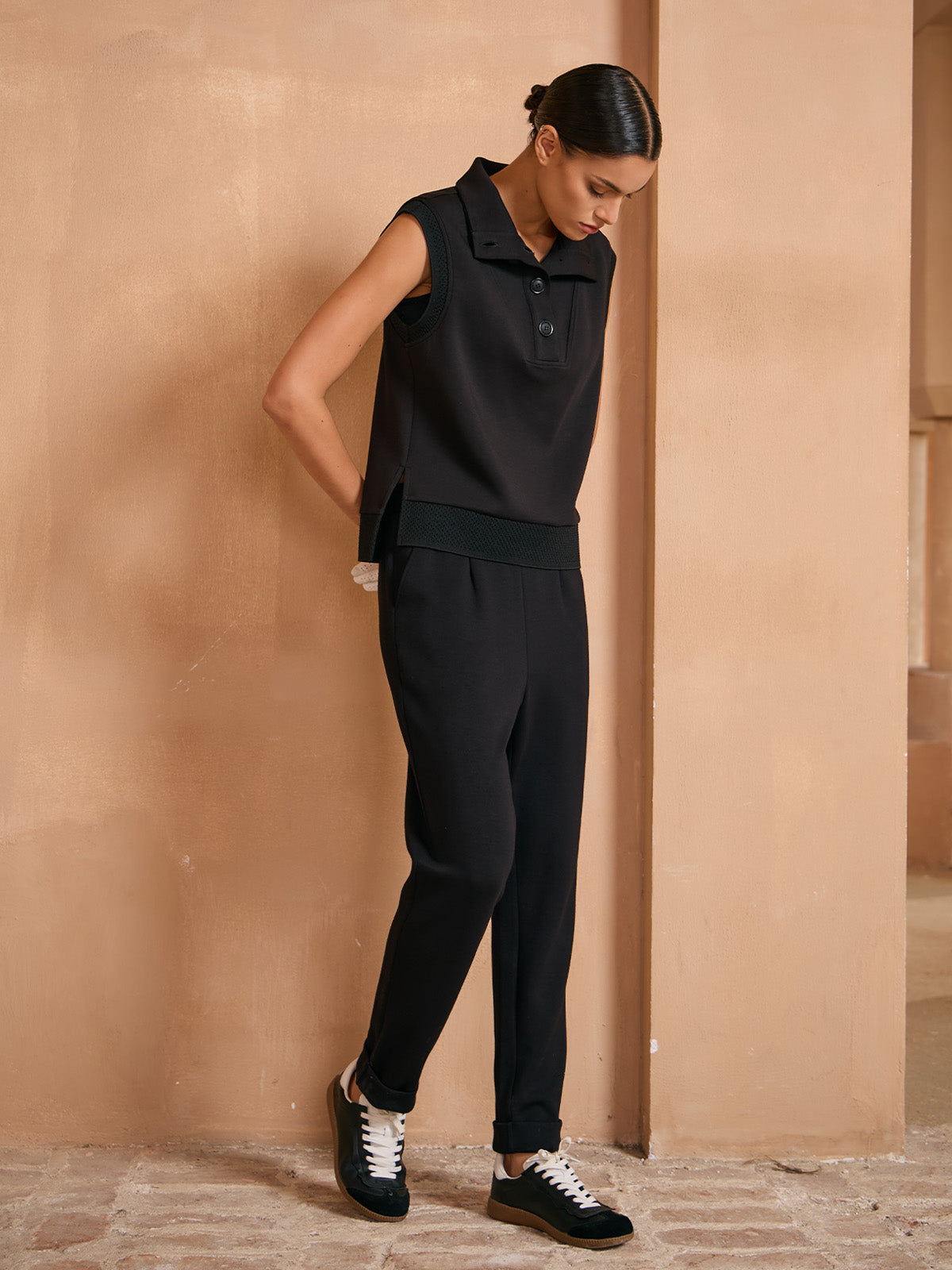 UltraSoft Wool Sleeveless High Funnel Neck Sweatshirt