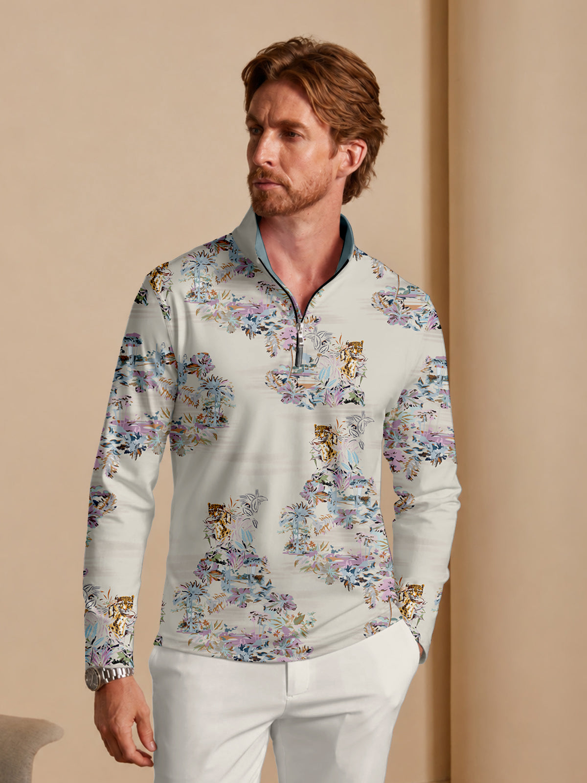 Botanical Energy Men's Golf Shirt Quarterzip UPF50+