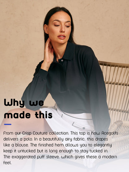 Crisp Couture Long Sleeve Polo Top UPF50+