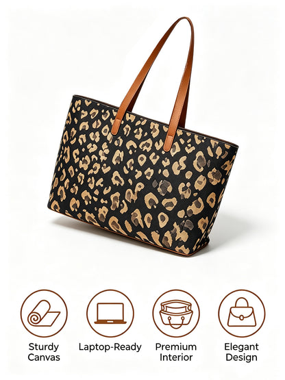 Leopard Jacquard Canvas Everyday Tote