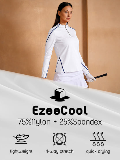Navycore Long Sleeve Trimmed Mock Neck Golf Shirt