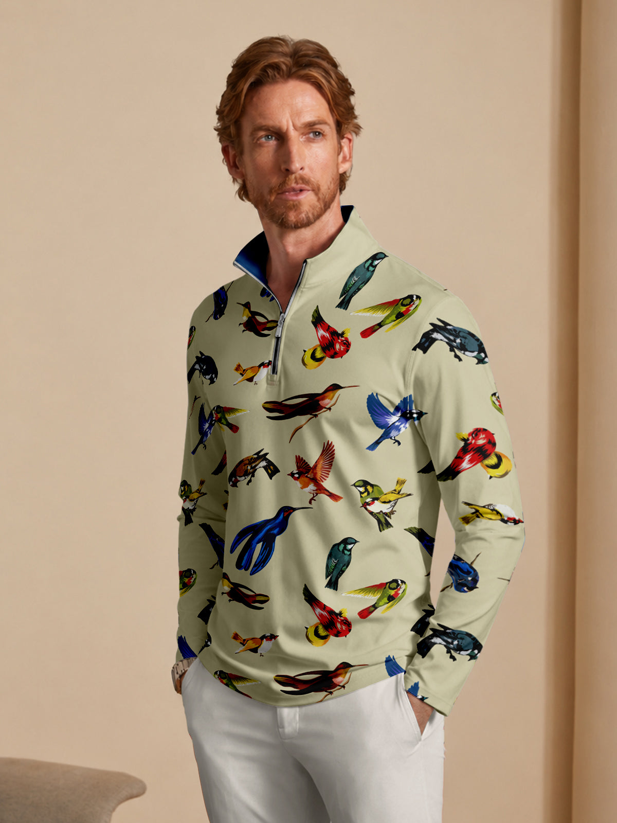 Wildlife Party Men's Golf Shirt Quarterzip UPF50+