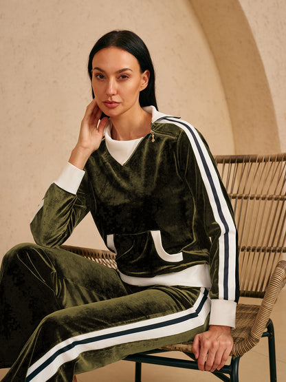 UltraSoft Velvet Sudadera de Manga Larga con Cuello Asimétrico