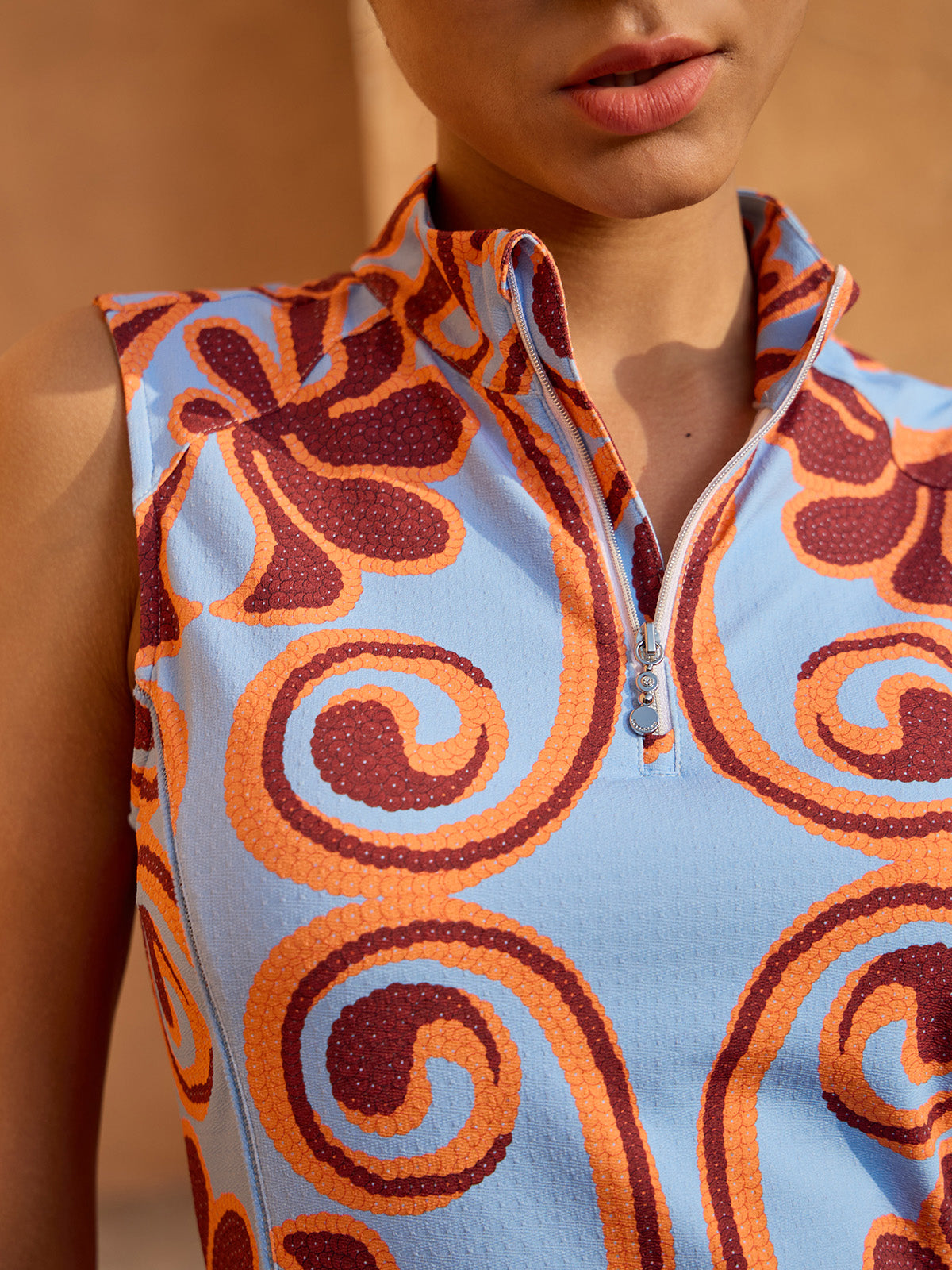 프리미엄 민소매 모크넥 드레스 UPF50+