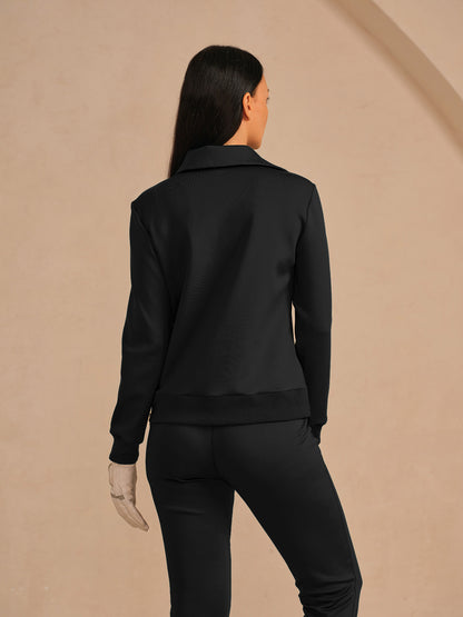 ベーシックを超えたアシンメトリーカラーのゴルフスウェットシャツ