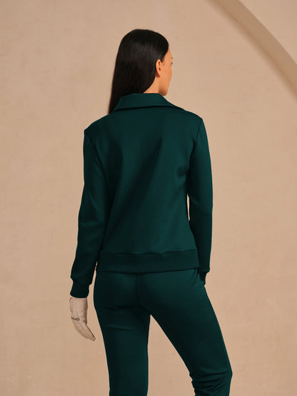 ベーシックを超えたアシンメトリーカラーのゴルフスウェットシャツ