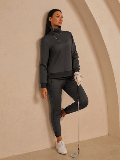 More Than Basic Asymmetrical Collar Golf Sweatshirt