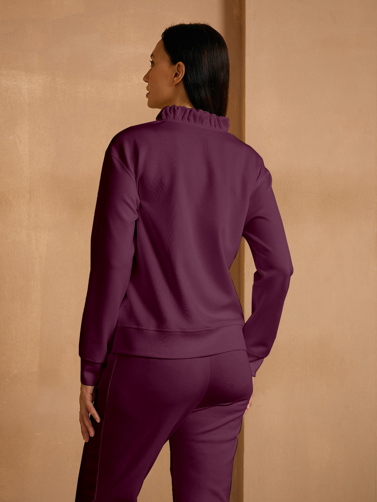 UltraSoft Long Sleeve Ruffle V-Neck Sweatshirt