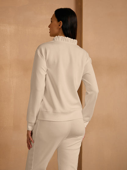 UltraSoft Long Sleeve Ruffle V-Neck Sweatshirt