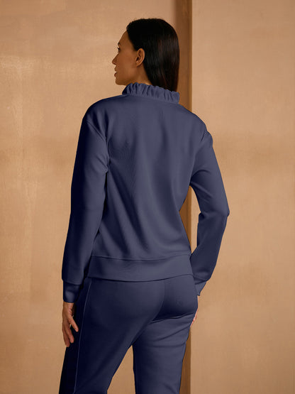 UltraSoft sweatshirt met lange mouwen, ruches en V-hals