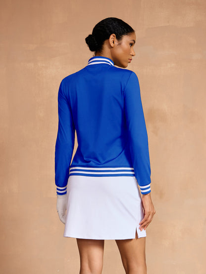 Camiseta de golf de manga larga Navycore con cremallera cuartel UPF50+