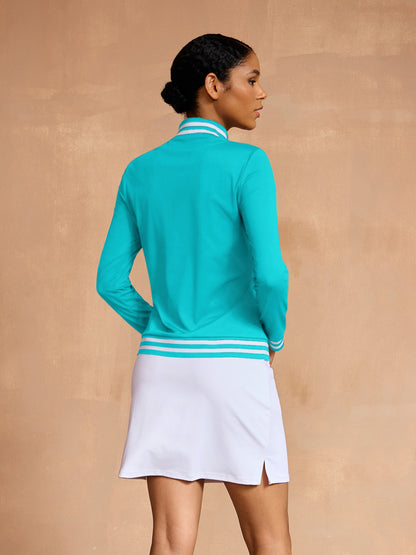 ネイビーコア 長袖ゴルフシャツ クォータージップ UPF50+