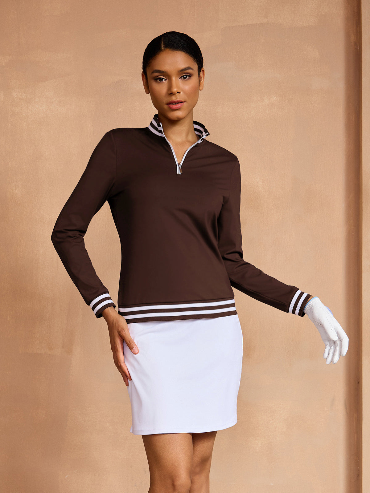 Koszulka golfowa Navycore z długim rękawem, z zamkiem ćwiartkowym, UPF50+