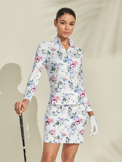 Pretty Feminine Silky Golf Shirt Quarterzip UPF50+
