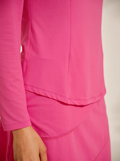 Premium Lange Mouw Mock Neck Mesh Kwartrits UPF50+