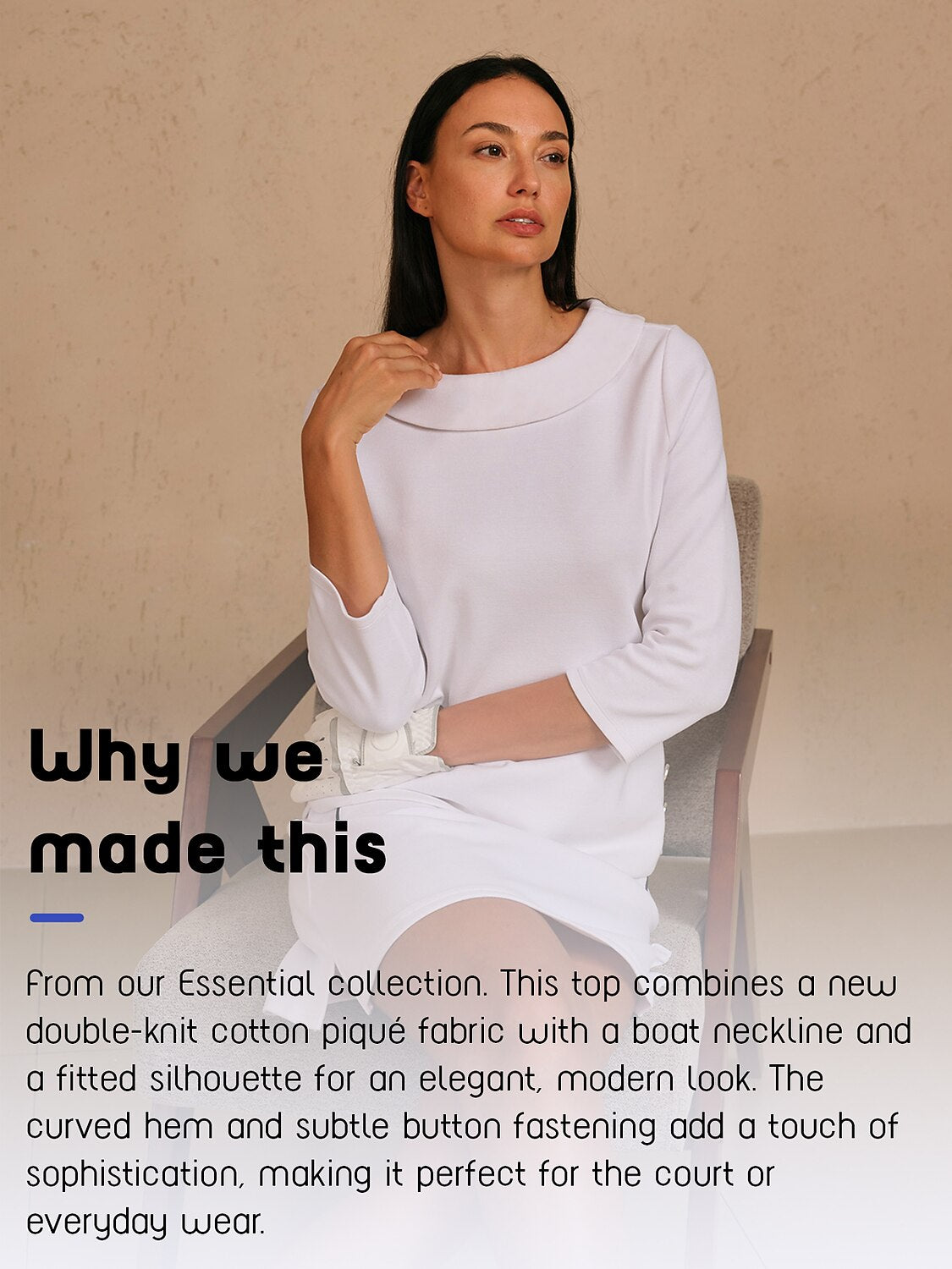 Crisp Couture 3/4 Sleeve Pique Polo Top